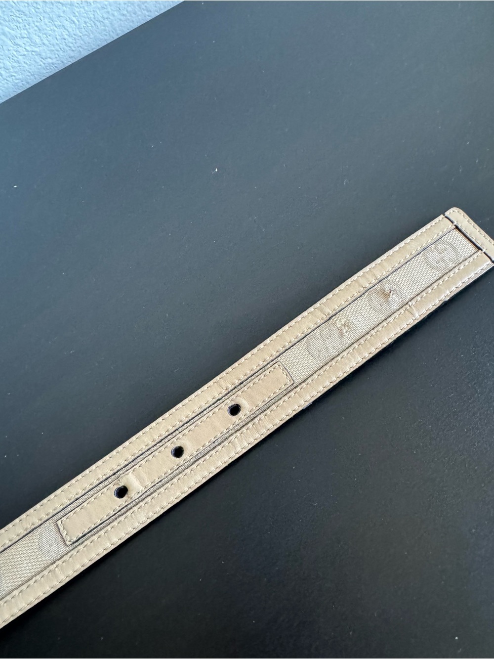 Authentic Gucci Belt - Beige GG Canvas Belt with Silver Hardware - Picture 4 of 7
